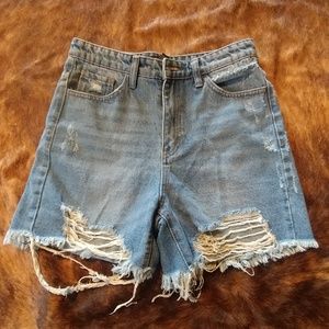 Baggy distressed jean shorts